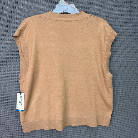 Terra & Sky Womens Plus Size 1X Brown Sweater Vest Recycled Fiber - Picture 2 of 6